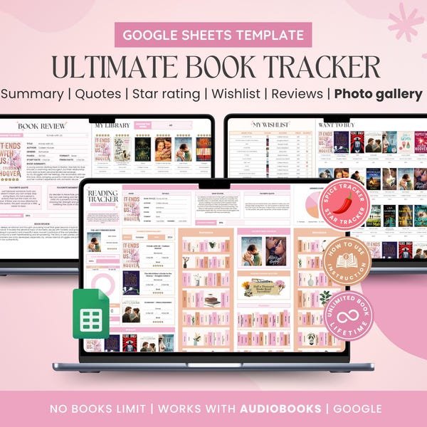 Book Tracker & Reading List on Google Sheets, Personal Digital Library, Reading Journal Spreadsheet, Book Lovers Gift, Book Collection Log