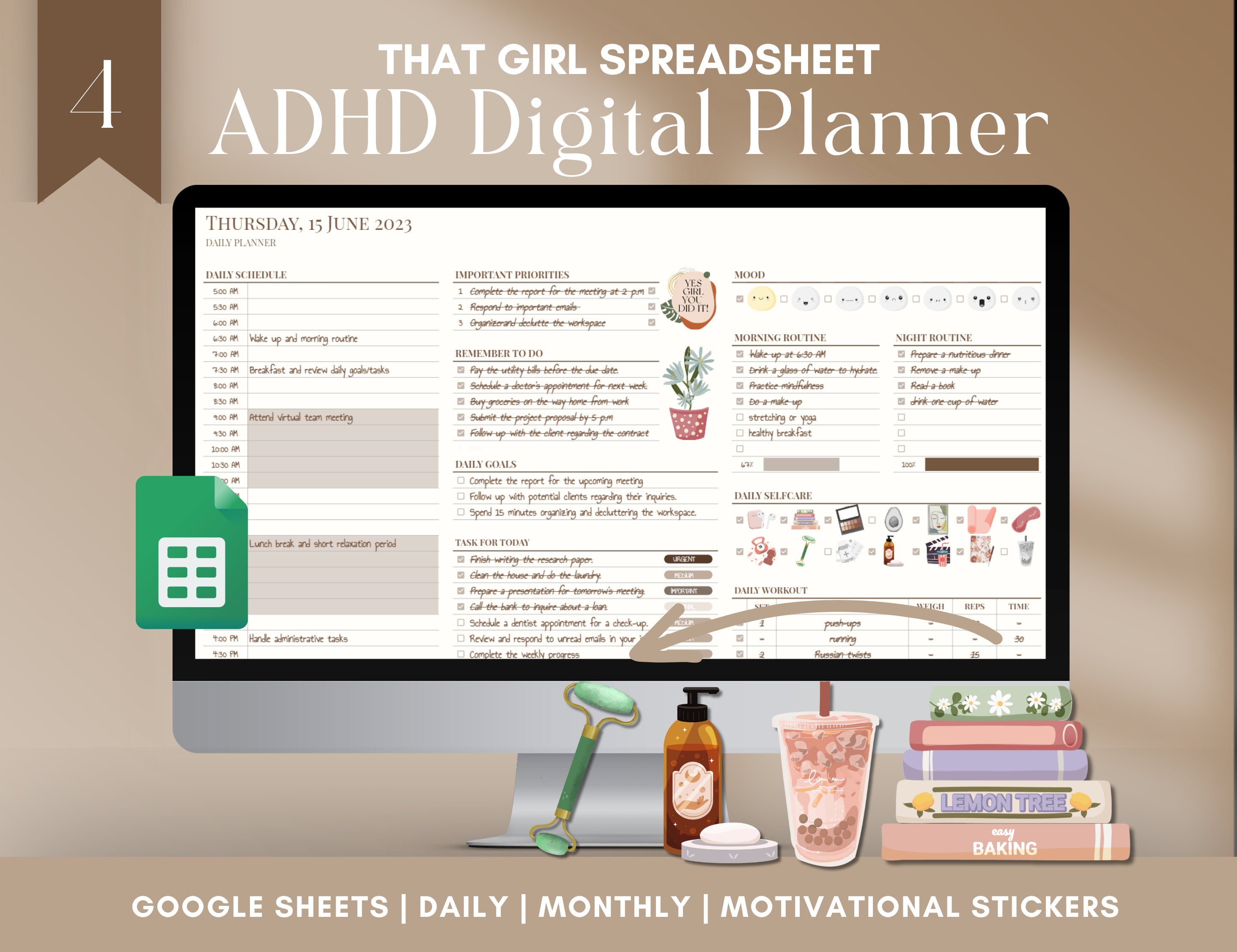ADHD Planner That Girl | Google Sheets | Daily, Monthly ADHD Digital ...