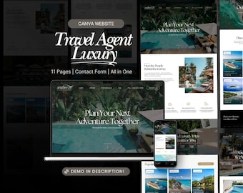 Luxury Travel Agent Website Template, Canva Landing Page Template, Travel Advisor, Booking Website, Travel Agency Website Design