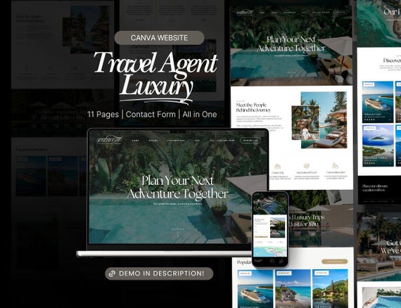 Luxury Travel Agent Website Template, Canva Landing Page Template, Travel Advisor, Booking Website, Travel Agency Website Design