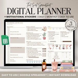 ADHD-planner That Girl | Google Spreadsheets | Dagelijkse, maandelijkse ADHD digitale planner | Bewerkbare ADHD-planner voor volwassenen | Zelfzorgplanner 2025