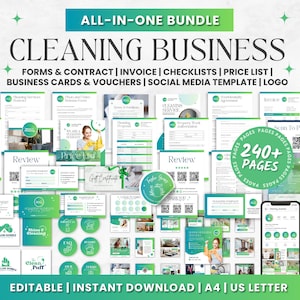 Cleaning Service Bundle, Cleaning Business Bundle, Cleaning Service Agreement, Cleaning Social Media, Cleaning Company Business Cards, Flyer