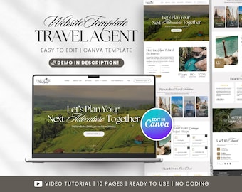 Travel Agent Website Template , Travel Agency Marketing, Travel Agency Landing Page, Canva Website Template, Travel Agency, Travel Advisor