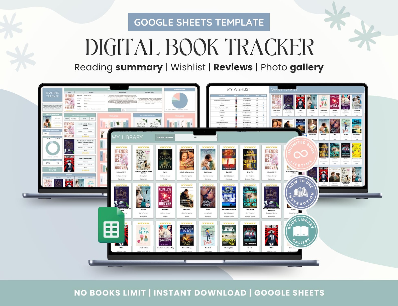 Digital Book Tracker: Reading Journal on Google Sheets (digital ...