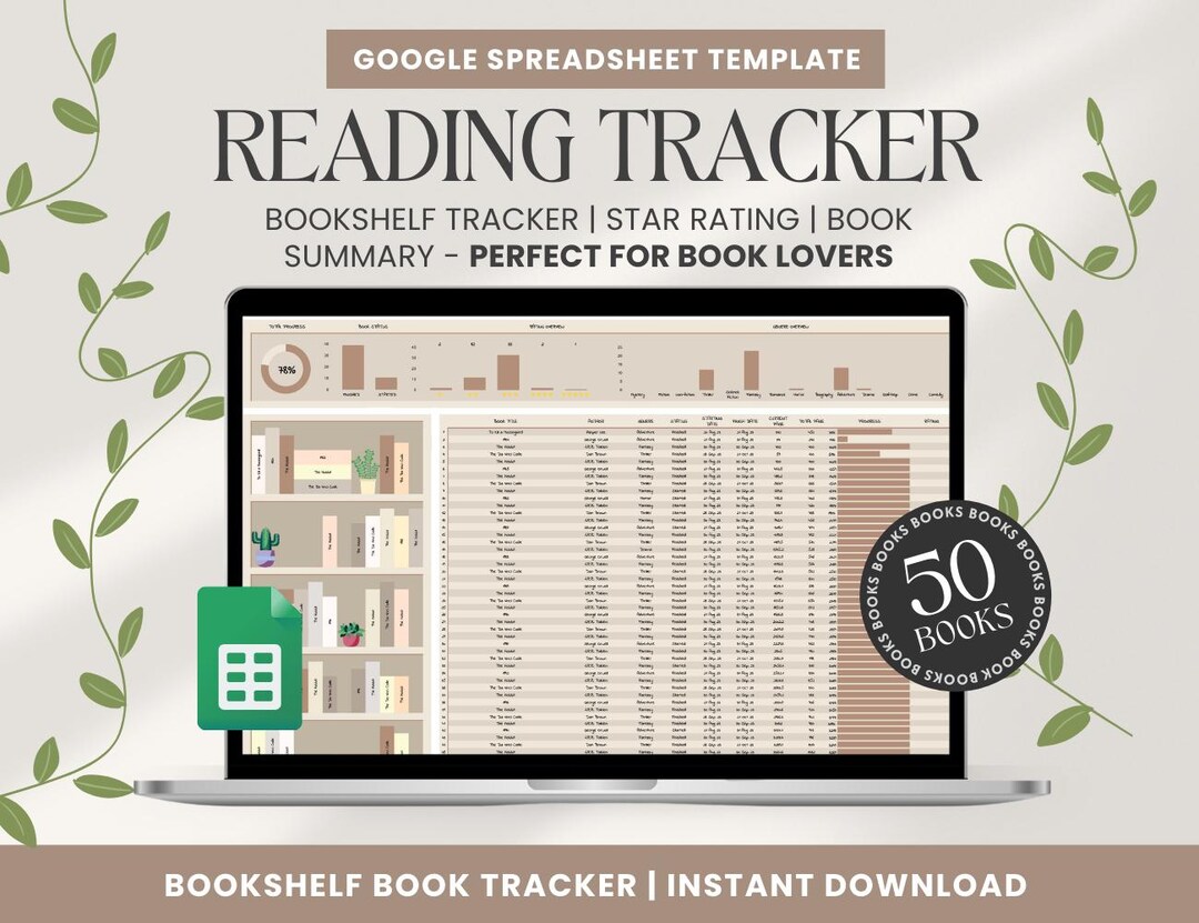 Digital Book Tracker: Google Sheets Reading Log, Bookshelf (digital ...