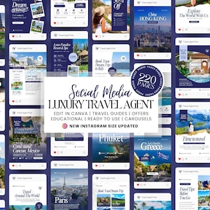 Luxury Travel Agent Social Media Template, Travel Agent Social Media Post, Travel Blogger Content, Travel Agency Marketing, Instagram Post