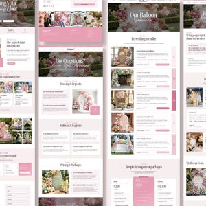 Balloon Artist Website Template, Editable Canva Website Template for balloon decor artist, landing page, balloon artist, image 3
