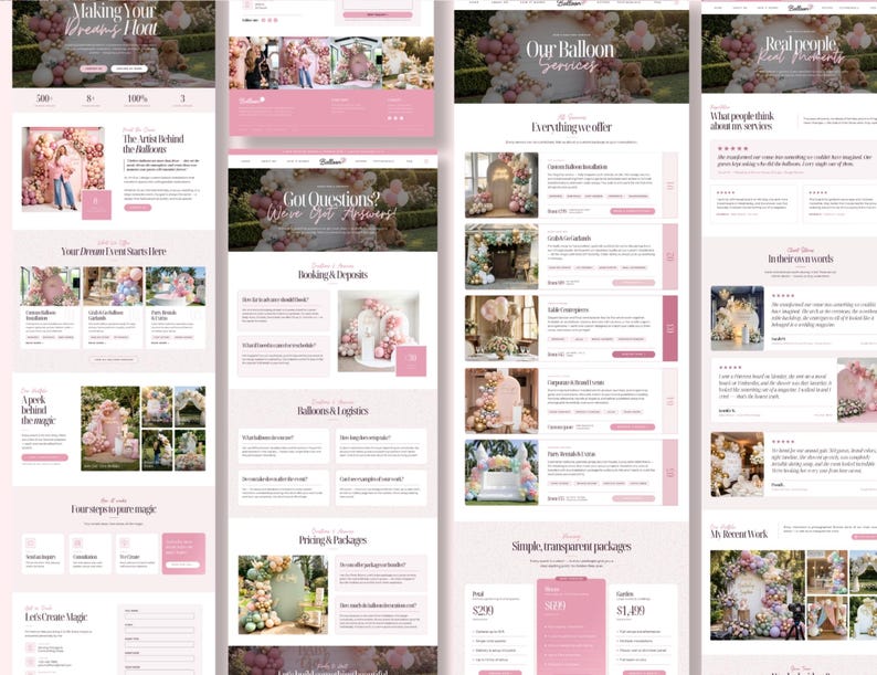 Balloon Artist Website Template, Editable Canva Website Template for balloon decor artist, landing page, balloon artist, image 3