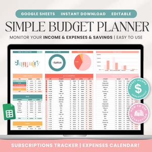 Budget Planner Google Sheet, Monthly Budget Spreadsheet, Digital Budget Financial Planner, Paycheck Budget Savings, Expense, Bill Calendar