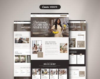 Cleaning Service Website Template, Cleaning Business, Professional Cleaning, Commercial Cleaning, Residential Cleaning, Canva Website