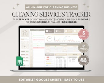 Cleaning Business CRM: Client & Task Tracker Google Sheets Template (Digital Download)