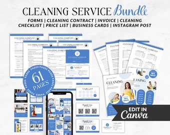Cleaning Business Template Bundle: Forms, Contract, Social Media (Canva)