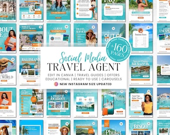 Travel Agent Social Media Templates: Canva Marketing Bundle (Digital Download)