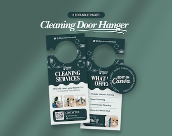 Cleaning Service Door Hanger Template: Editable Canva Flyer, Cleaning Business