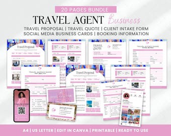 Travel Agent Forms Bundle: Business Templates, Proposal, Quote (Canva Editable, Digital Download)
