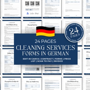 Cleaning Services Forms Bundle, German Version, Cleaning Business, Cleaning Company Services Agreement, Price List, Contract, Intake Form