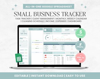 Small Business Tracker: Klient- och uppgiftshantering Google Sheet (digital nedladdning)