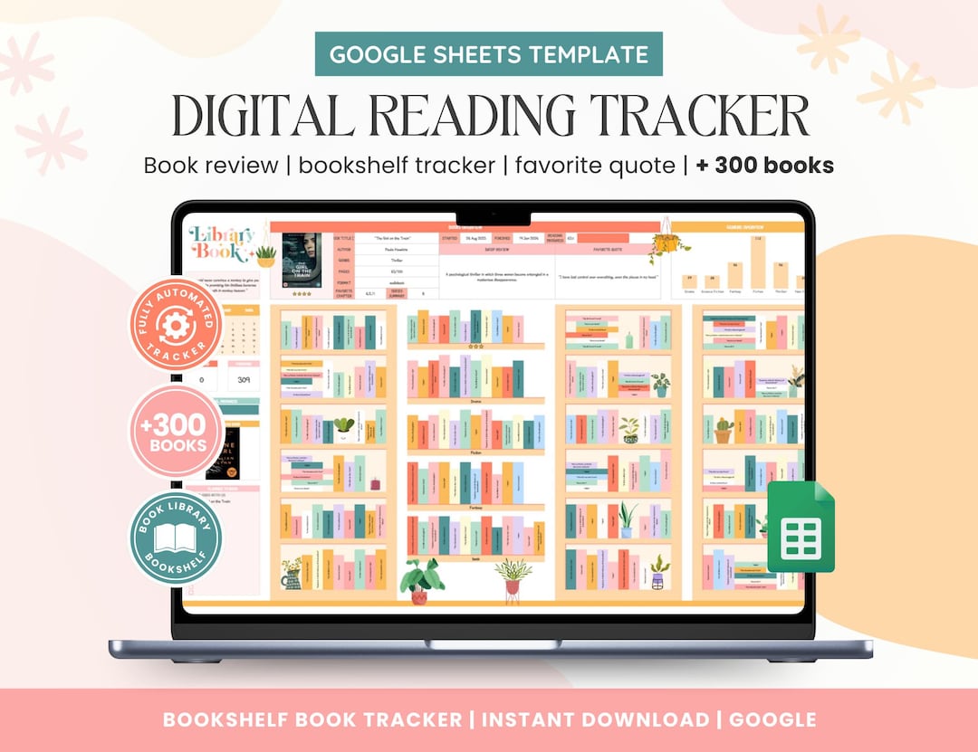 Digital Book Tracker: Reading Log Spreadsheet (google Sheets Template ...