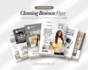 Cleaning Business Flyer Bundle, Editable Canva Template (Digital Download)