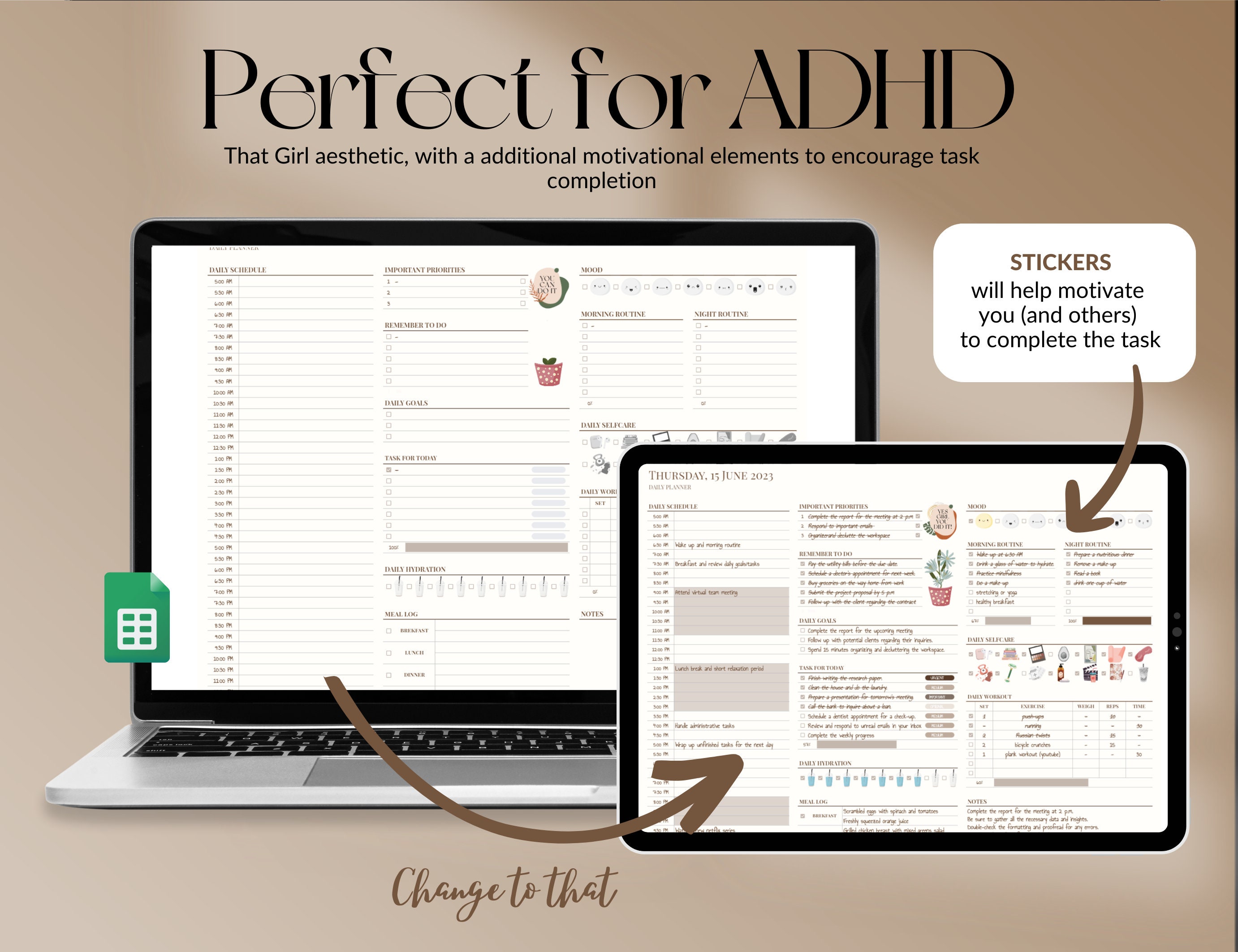 ADHD Planner That Girl | Google Sheets | Daily, Monthly ADHD Digital ...