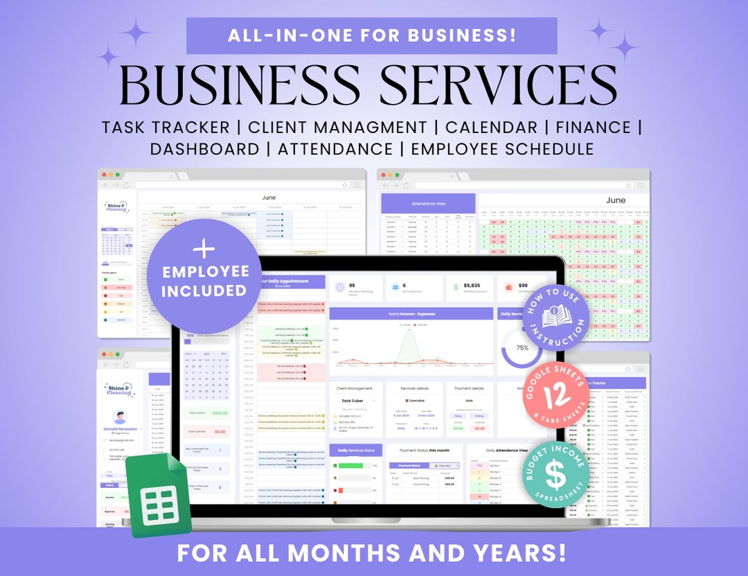 Small Business Spreadsheet Template: Client & Employee Tracker (google ...
