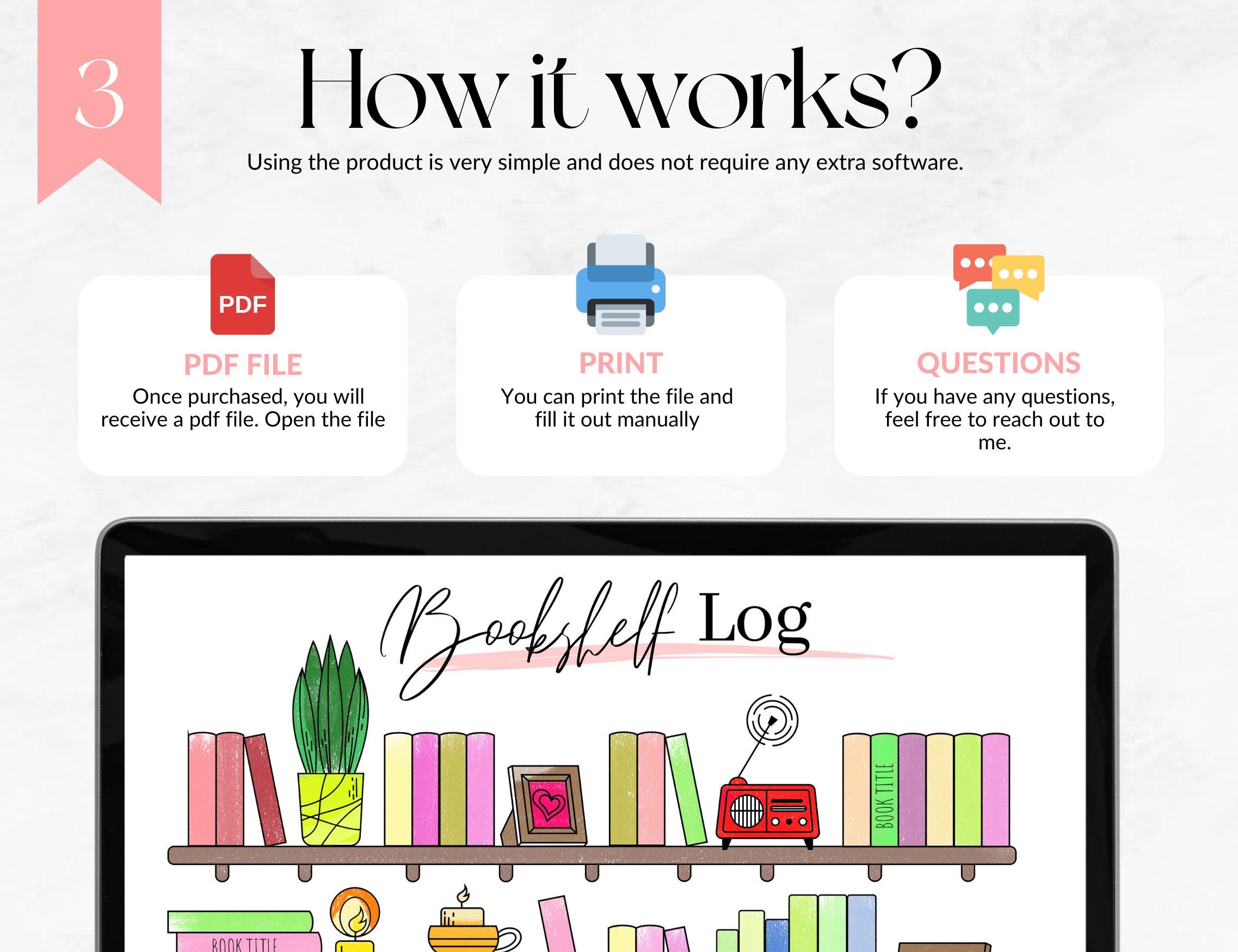 Bookshelf Reading Log: Printable Book Tracker (A4, A5, Letter, Half ...