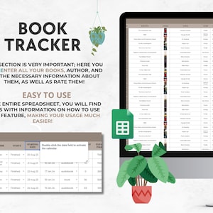 Book Tracker Google Sheets | Digital Book Journal | Book Review ...
