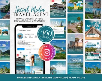Travel Agent Social Media Template Bundle, Travel Agent Social Media, Travel Blogger Content, Travel Agency Marketing, NEW INSTAGRAM SIZE!