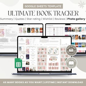 Book Tracker Fogli Google / Diario digitale dei libri / Recensione del libro / Tracker degli scaffali / Registro di lettura / Modello di foglio di calcolo / Tracker di lettura