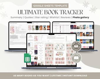 Book Tracker Google Sheets | Digital Book Journal | Book review | Bookshelf tracker | Reading log | spreadsheet template | Reading tracker