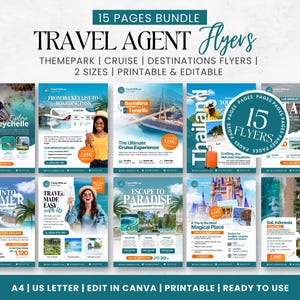 Reiseagent Flyer Bündel Vorlage | Travel Marketing Flyer | Reisebüro Social Media | Urlaubsflieger | Reisevorlagen