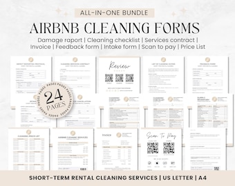 Airbnb Cleaning Business Forms: Checklist, Contract, Invoice (Canva Template)
