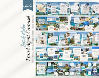 Travel Carousel Templates Canva | Instagram Post | Travel Agent | Content Creator