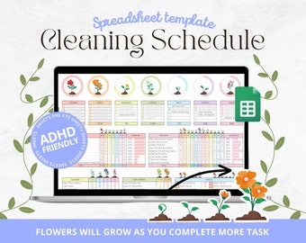 ADHD Cleaning Schedule, Spreadsheet Template, Weekly, Monthly, Annual Cleaning Checklist, Cleaning Tracker | Google Sheets