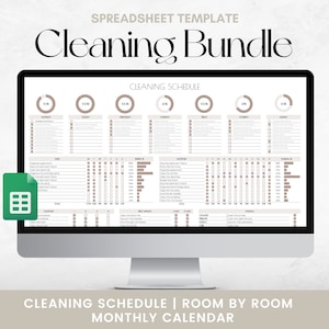 Schoonmaakschema, Google Spreadsheets, bundel schoonmaakchecklist, maandelijks dagelijks wekelijks schoonmaakschema, bewerkbare schoonmaaktracker
