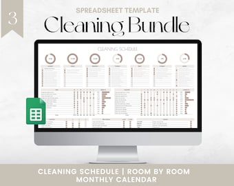 Cleaning Schedule, Google Sheets, Cleaning Checklist Bundle, Monthly Daily Weekly Cleaning Schedule, Editable Cleaning Tracker