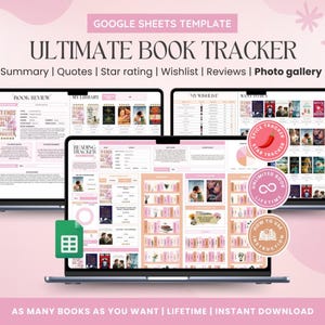 Book Tracker e Reading List su Google Sheets, Biblioteca digitale personale, Foglio di calcolo per diario di lettura, Regalo per amanti dei libri, Registro delle collezioni di libri