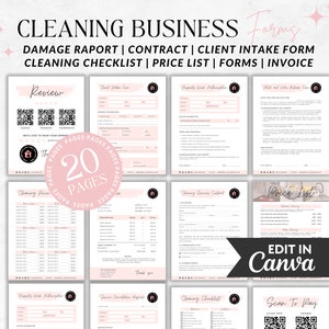 Cleaning Business forms | price list template | Printable Cleaning service | commercial cleaning | Editable cleaning contract | qr code sign