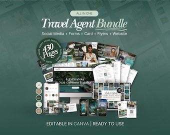 Travel Agent Canva Template Bundle | Travel Agency Forms, Instagram Posts, Flyers, Website & Business Branding Kit