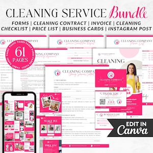 Cleaning services bundle, Cleaning Intake form, Service agreement, Cleaning Businessflyer, Cleaning Company, Cleaning Social media kit