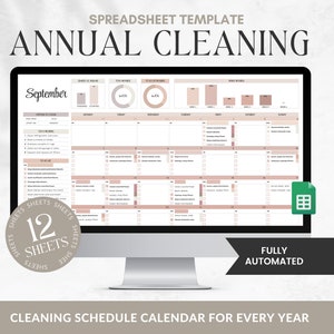 Digitaal Reinigingsschema | Google-bladen | Controlelijst voor schoonmaken | Spreadsheet-sjabloon schoonmaken | Weekschema | Maandelijkse schoonmaak