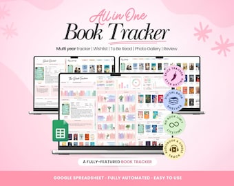 Le meilleur outil de suivi des livres Feuilles Google, bibliothèque numérique personnelle, feuille de calcul de journal de lecture, amateurs de lecture, journal de collection, liste de lecture