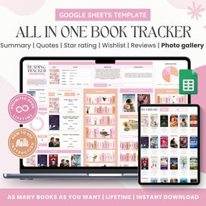 Book Tracker e Reading List su Google Sheets, Biblioteca digitale personale, Foglio di calcolo per diario di lettura, Regalo per amanti dei libri, Registro delle collezioni di libri