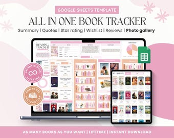 Book Tracker & Reading List on Google Sheets, Personal Digital Library, Reading Journal Spreadsheet, Book Lovers Gift, Book Collection Log