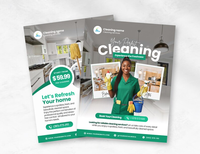 Flyer Kitchen Clean Cleaning Business Flyer Bundle | Printable Cleaning Service ...