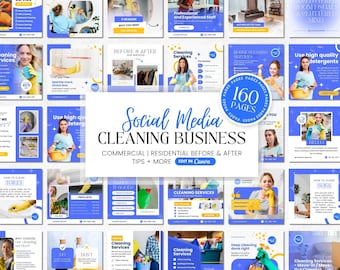 Plantillas de Instagram para empresas de limpieza: Publicaciones en redes sociales, editables en Canva