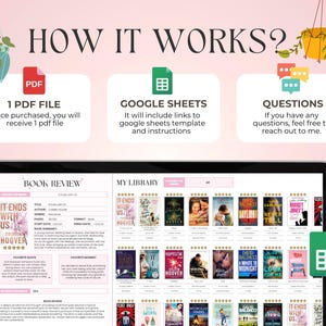 K&ouml;nnte beinhalten: Ein Computerbildschirm zeigt eine Website f&uuml;r Buchrezensionen mit einer Liste von B&uuml;chern und einem Google Sheets-Symbol. Die Website hat einen Bereich f&uuml;r Buchrezensionen und einen Bereich f&uuml;r eine pers&ouml;nliche Bibliothek. Die Website ist mit "Book Review" und "My Library" betitelt.