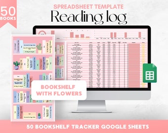 Reading Log Google Sheets Template | Editable Reading tracker | Reading Spreadsheet Template | 50 book tracker | Book review sheet |