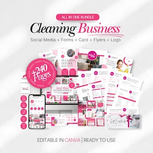 CLEANING SERVICE BUNDLE, Cleaning Service Agreement, Cleaning Service Intake Form, Cleaning Company Business Cards, Cleaning Business Bundle