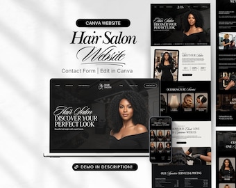 Szablon strony internetowej luksusowego salonu fryzjerskiego, nowoczesny design (Canva)